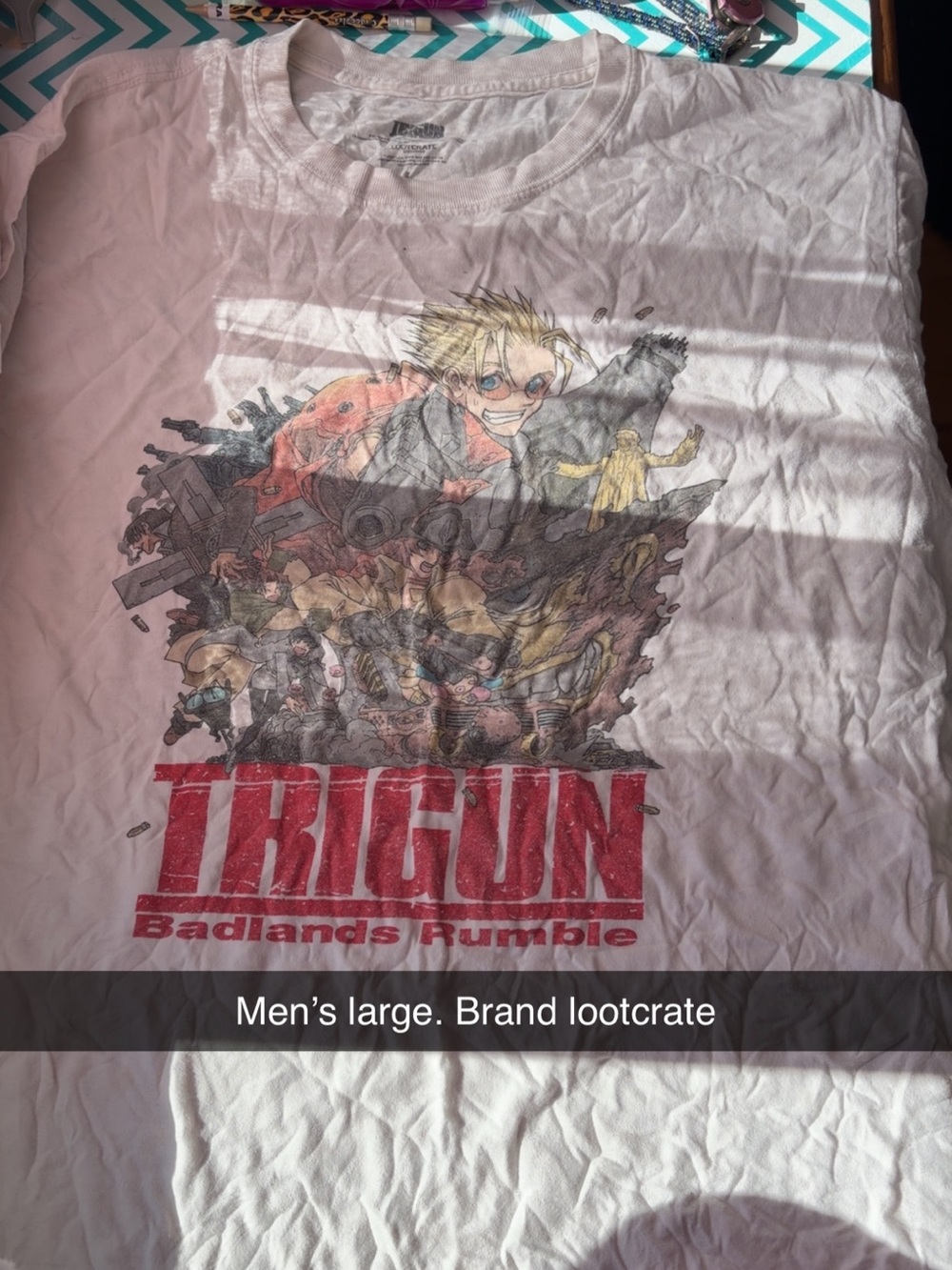 Loot Crate White Trigun Graphic Tee with Red Logo